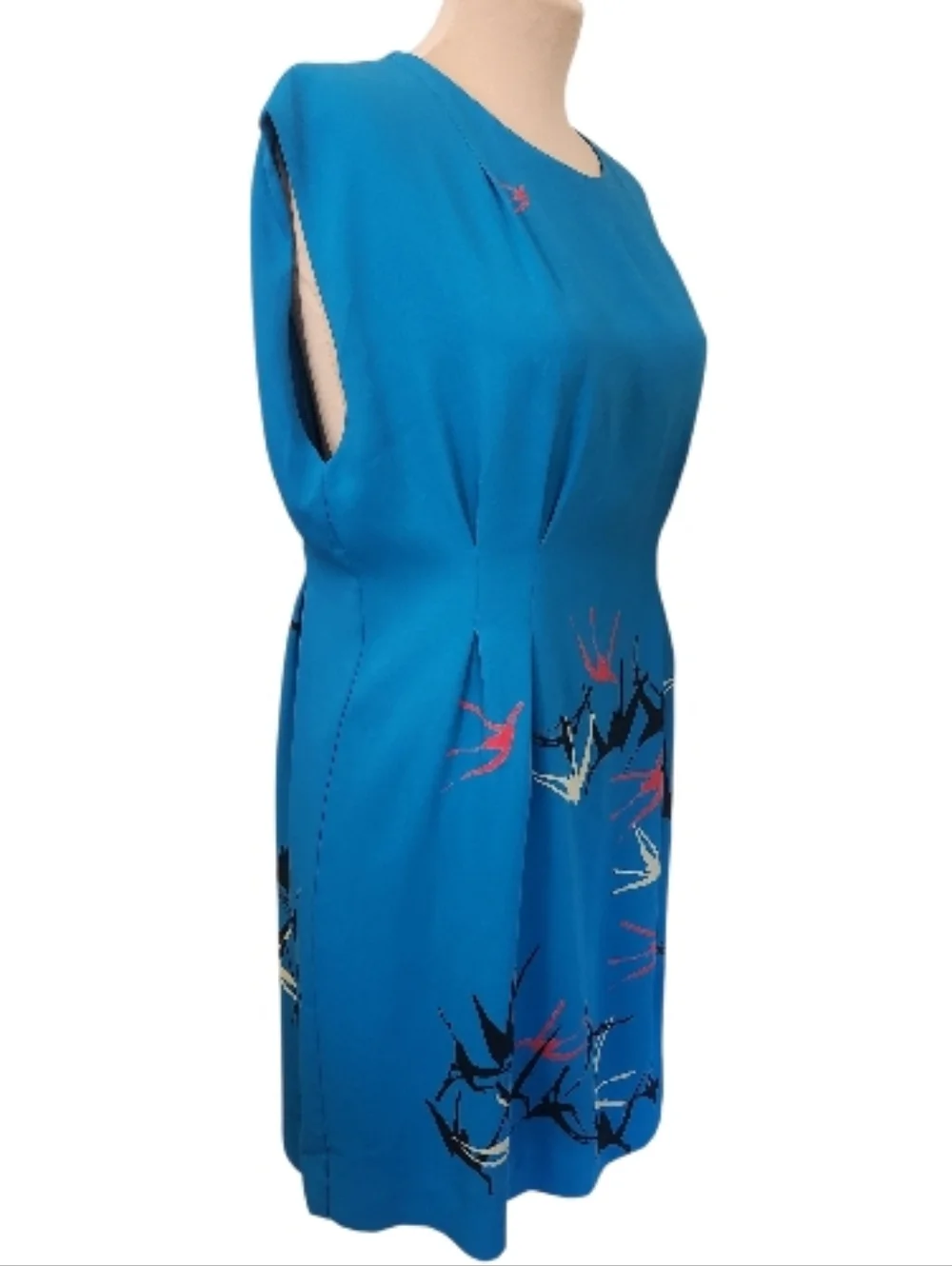 ANTHROPOLOGIE "Shadowbird Shift" Sariah Carson Teal Sleeveless Sheath Dress - 12 - Picture 5 of 15